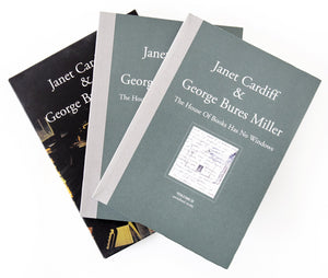Image of Cardiff & Miller's publication for exhibition "The House of Books has no Windows". Volume I and II pictured with box.