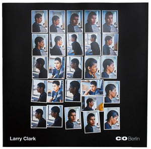 One of two full-color pockets in Larry Clark's C/O Berlin publication. Collage of multiple portraits of a young man.