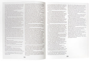 Image of the text on pages 18-19 of the booklet included in Larry Clark's "Kiss the Past Hello" set.