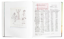 Load image into Gallery viewer, Interior view of Larry Clark&#39;s &quot;The Perfect Childhood&quot;, with image of cartoon and hospital list.