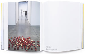 Interior shot from Tom Friedman's 2012 solo exhibition at Luhring Augustine, with image of exhibition on left page.