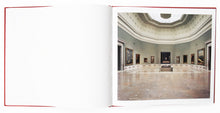 Load image into Gallery viewer, Interior page view of Yasumasa Morimura&#39;s &quot;Las Meninas Renacen de Noche&quot;, with an image of a museum space on the right page.