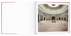 Interior page view of Yasumasa Morimura's "Las Meninas Renacen de Noche", with an image of a museum space on the right page.