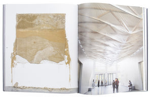 Images from the interior of Oscar Tuazon's book "Live", with photographs of the artists' exhibition.