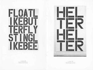 Interior of brochure from Christopher Wool's 1989 exhibition at the San Francisco Museum of Modern Art. Images of works by the artist on both pages.